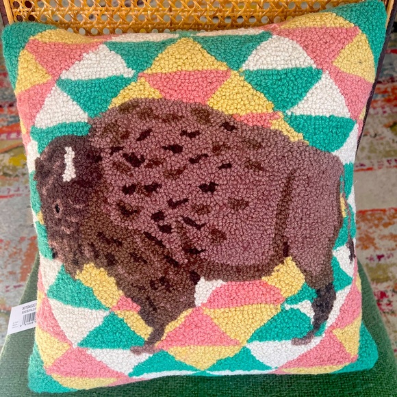 Buffalo Patterned Accent Pillow - Picture 1 of 7